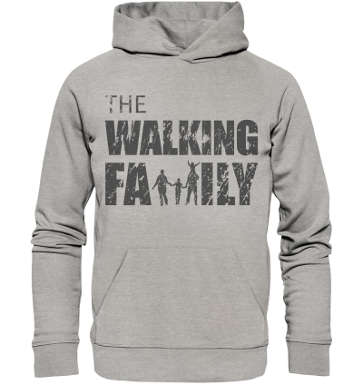 Organic Hoodie - The Walking Family - FAMILY3-D - Heather Grey XS front dark