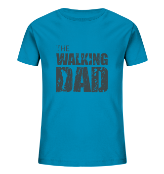 Kids Organic Shirt - The Walking Dad - Trage DAD3 - D - Azur 98104 3-4 front dark Kids Organic Shirt - The Walking Dad - Trage DAD3 - D - Azur 98104 3-4 front dark