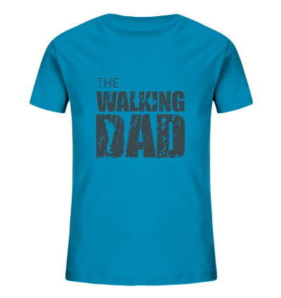Kids Organic Shirt - The Walking Dad - Trage DAD3 - D - Azur 98104 3-4 front dark